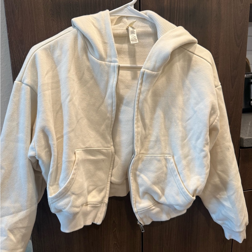 SKIMS Cream Zip-Up Hoodie